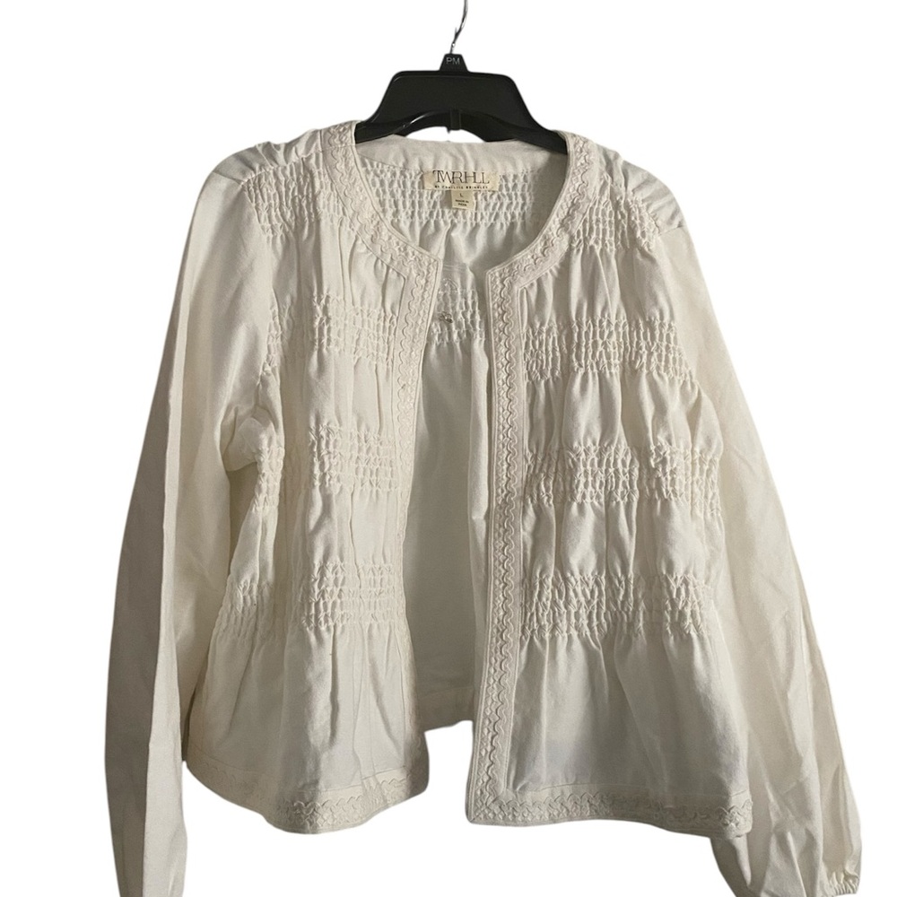 Twrhll Ivory L Embroidered Lightweight Jacket NWOT